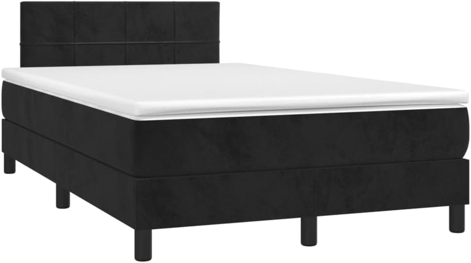 vidaXL Boxspringbett mit Matratze & LED Schwarz 120x200 cm Samt, Härtegrad: H2 [3134395] Bild 1