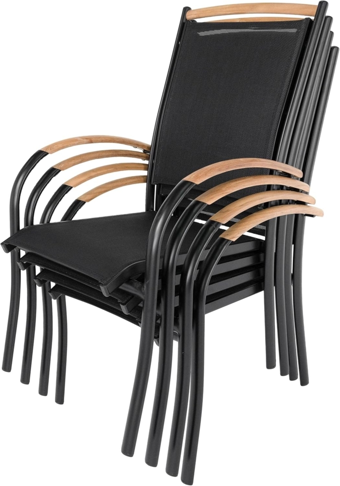 ib style Gartenstuhl Diplomat Stapelstuhl schwarz / teak Set, Gartenstuhlset - Gartensessel - Stapelbar - mehrfach gewebt Bild 1