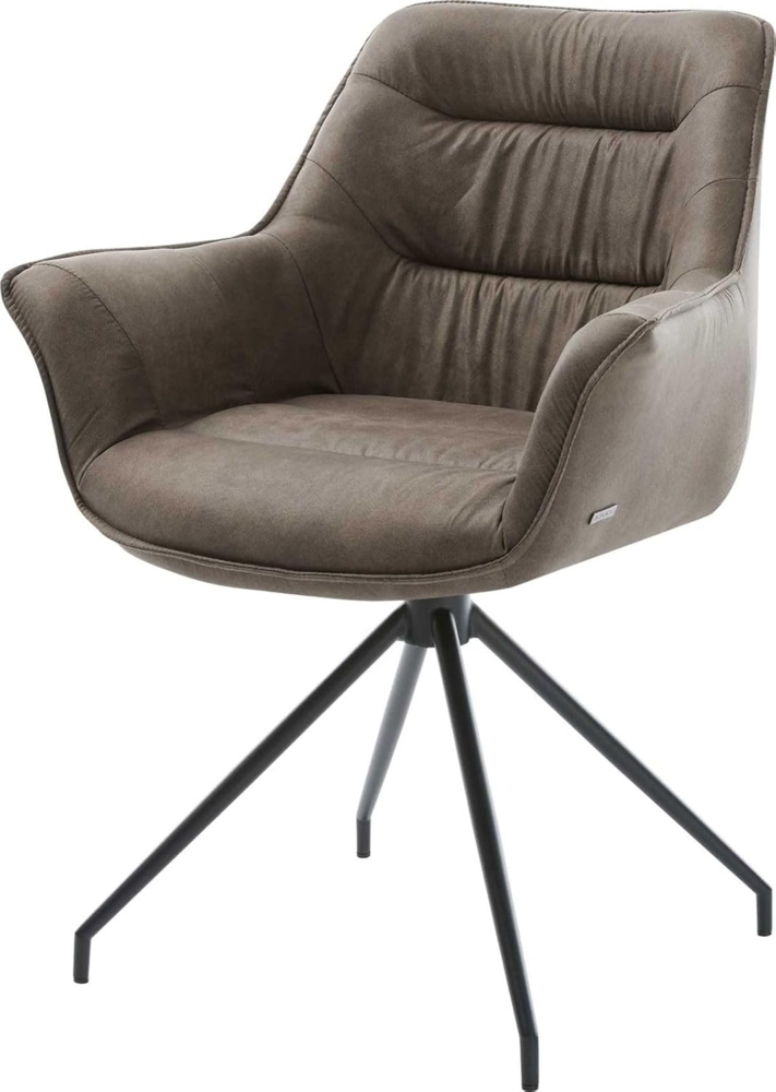 Esszimmerstuhl Kaira-Flex Mikrofaser Taupe Vintage Kreuzgestell konisch Schwarz Bild 1