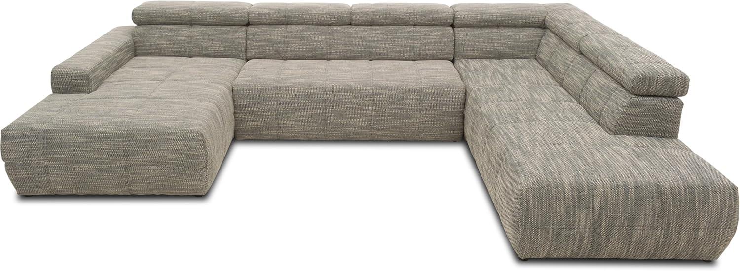 DOMO. collection Brandon Sofa | Wohnlandschaft mit Rückenfunktion und Sitztiefenverstellung in U-Form, Polsterecke Eckgarnitur, weiß-grau, 175 x 359 x 228 Bild 1