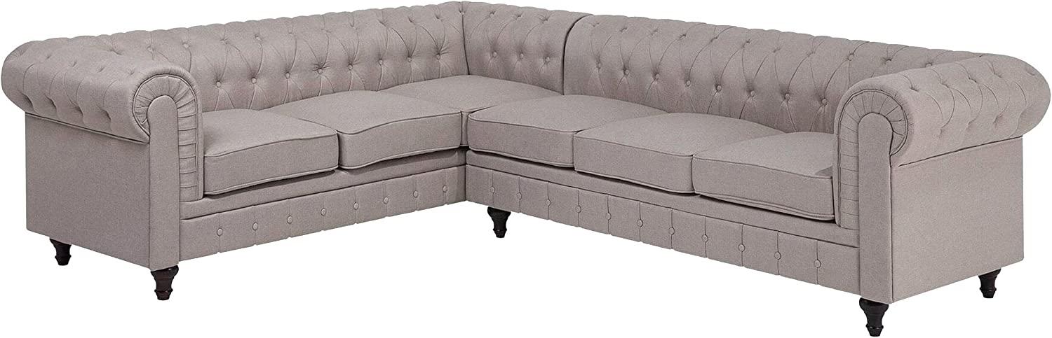 Ecksofa Polsterbezug beige rechtsseitig CHESTERFIELD Bild 1