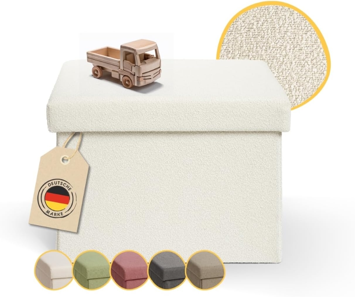 Laleni Sitzbank mit Stauraum - Truhenbank mit Stauraum 41x31 cm - Sitztruhe mit Stauraum - Sitzwürfel - Aufbewahrungsboxen - Sitzbank klein - Sitzbank Beige - Sitzwürfel mit Stauraum - Hocker Beige Bild 1