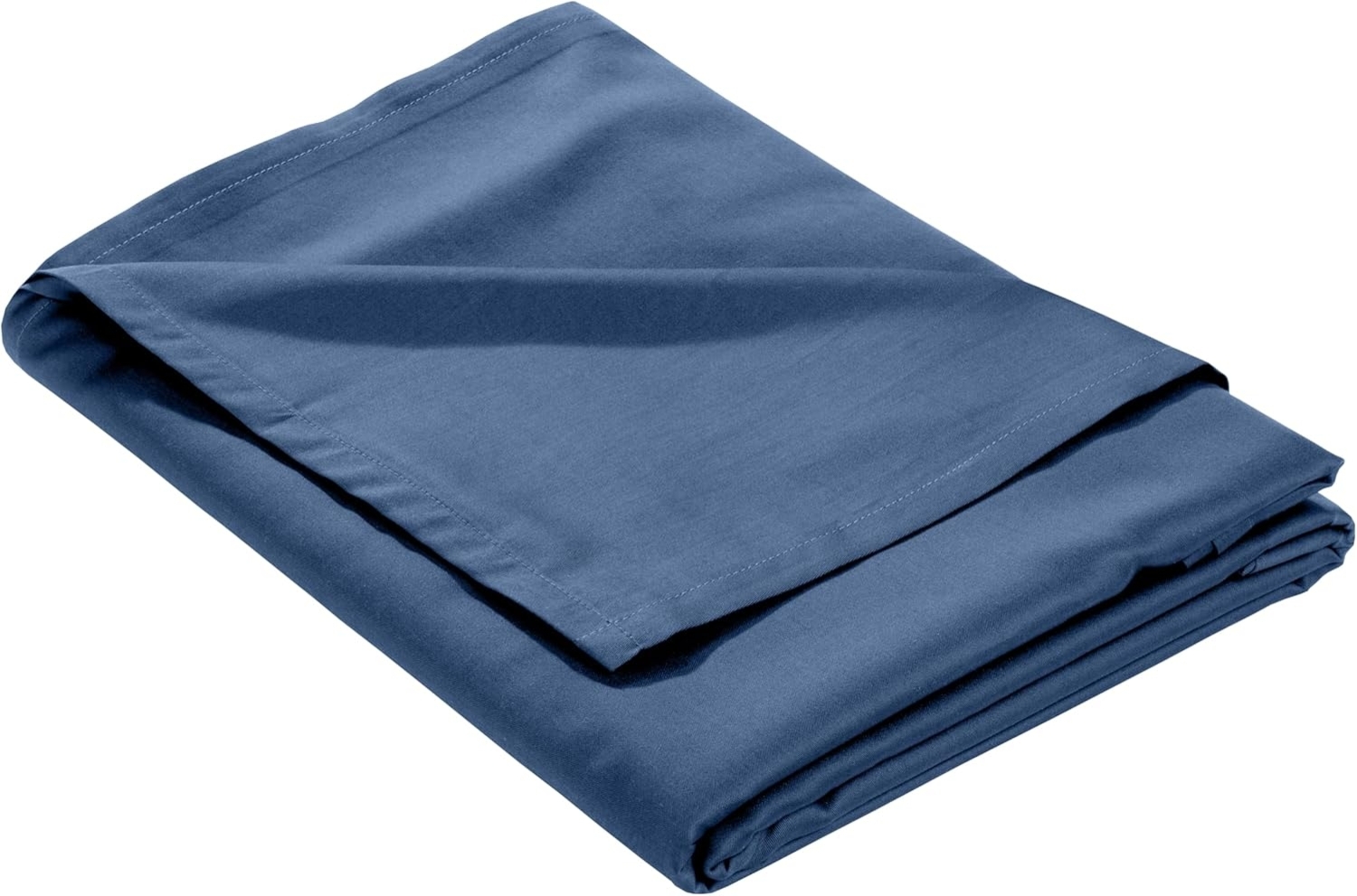 Mako Satin Bettlaken ohne Gummizug jeans blau 240x280cm Bild 1