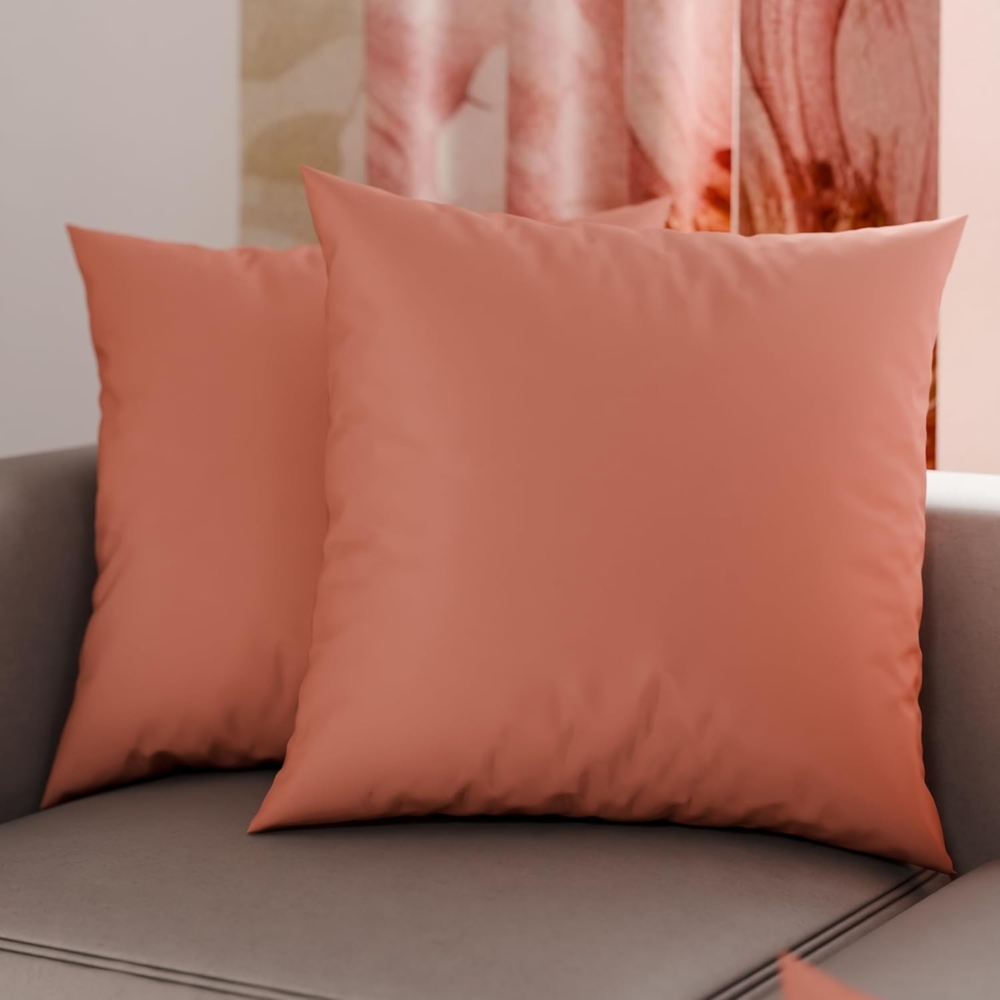 PETTI Artigiani Italiani – 2er-Set Kissenbezüge 65x65 cm aus Mikrofaser, Zierkissenbezüge für Schlafzimmer & Sofa, Uni Dunkelpuderrosa, 100 % Made in Italy Bild 1