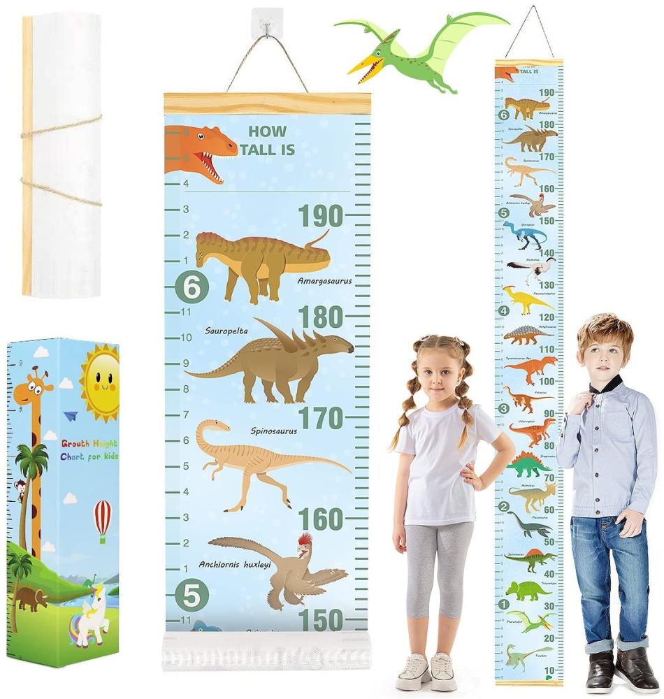 Messlatte Kinder Größenmesser Kinder Wachstum Messlatte Aufrollbare Wandbehang Höhenmesser Abnehmbare Leinwand Messleite Lineal für Baby Kinderzimmer Schlafzimmer Wanddekoration mit Box Bild 1