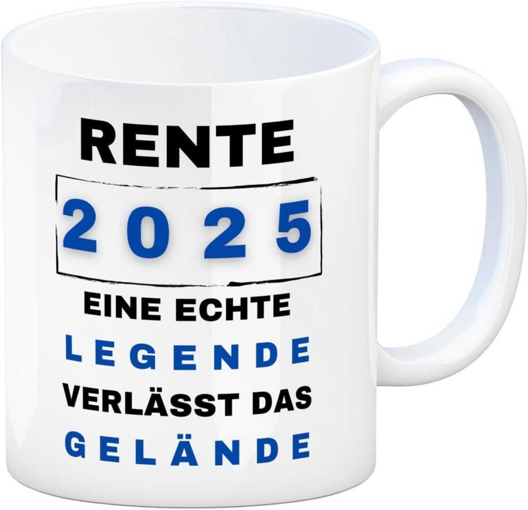 speecheese Tasse Rente 2025 Kaffeebecher mit Spruch Rente 2025 Legende geht Bild 1