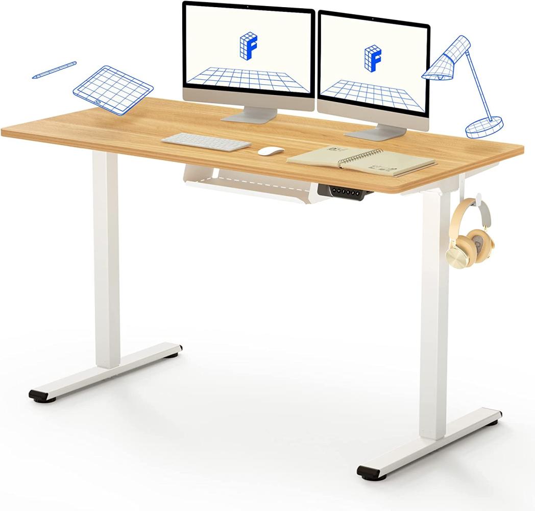 Flexispot E1 Elektrisch Höhenverstellbarer Schreibtisch mit Tischplatte 2-Fach-Teleskop, mit Memory-Steuerung (Ahorn) Bild 1