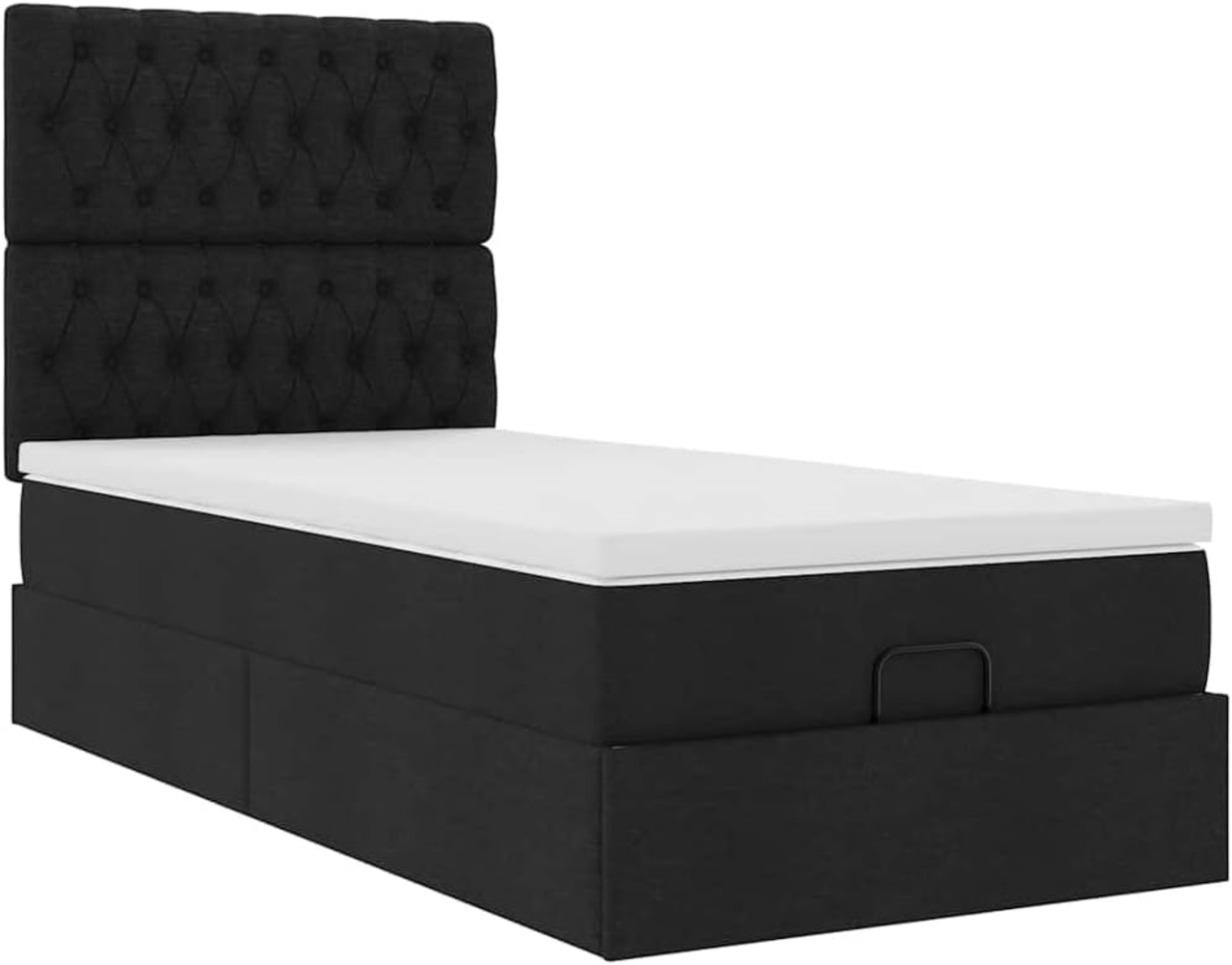 Ottoman-Bett mit Matratze Schwarz 90x200 cm Stoff 3313211 Bild 1