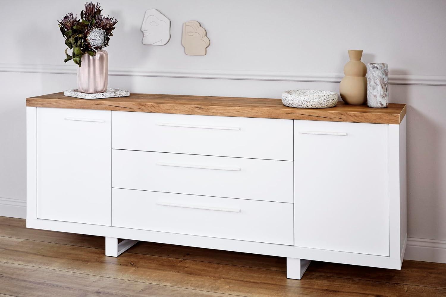 Jahnke Sideboard, Engineered Wood, Kerneiche/Weiss, One Size Bild 1