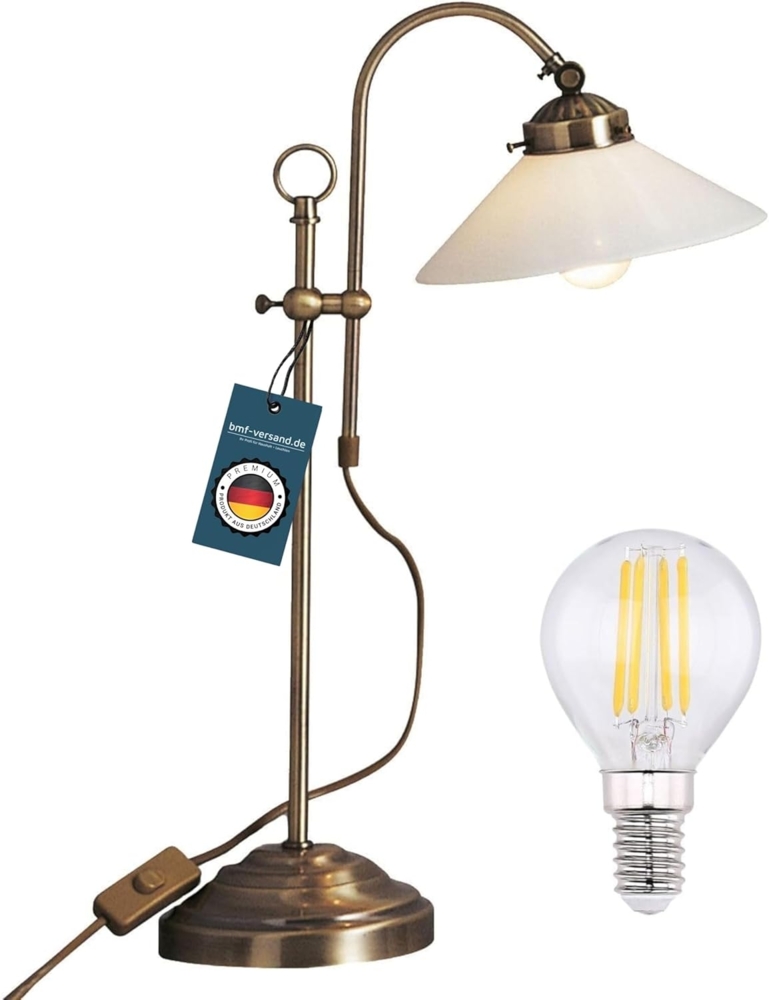 Schreibtischlampe Landhaus LED Tischlampe Wohnzimmer Tischleuchte Messing SL3338 Bild 1