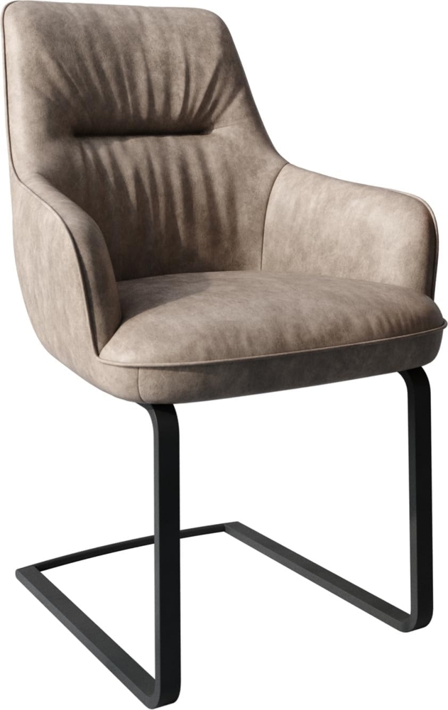 Freischwinger Zelia-Flex mit Armlehnen Mikrofaser Taupe Vintage Freischwinger flach Schwarz Taschenfederkern Bild 1