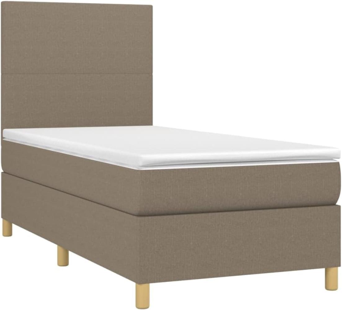 vidaXL Boxspringbett mit Matratze Taupe 80x200 cm Stoff, Härtegrad: H2 [3142133] Bild 1