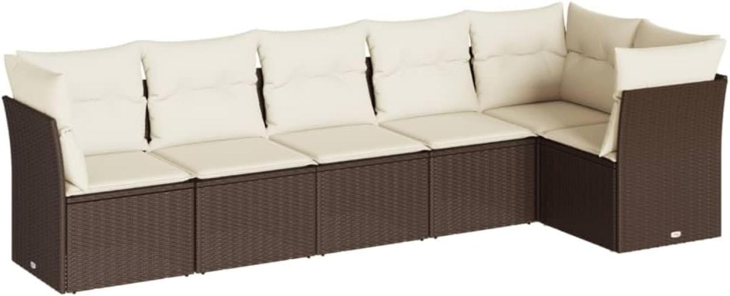 vidaXL 6-tlg. Garten-Sofagarnitur mit Kissen Braun Poly Rattan 3249502 Bild 1