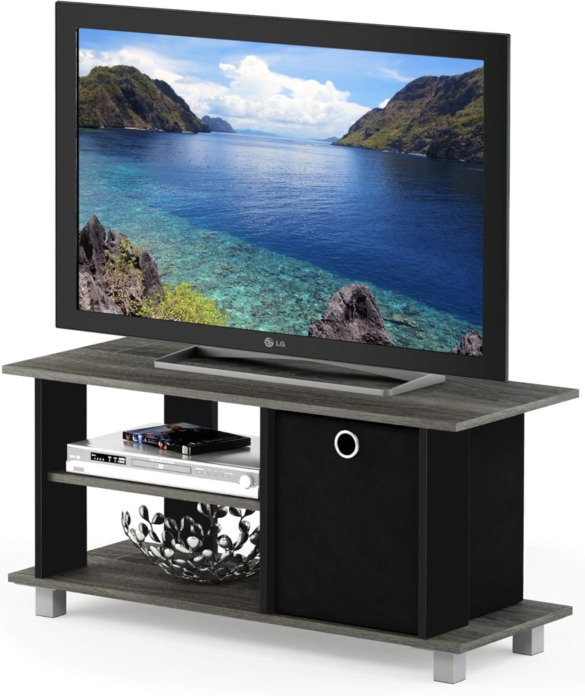 Furinno Simplistic TV-Ständer mit Ablagefach, holz, Französische Eiche Grau/Schwarz, 32. 51 x 80 x 38. 35 cm Bild 1