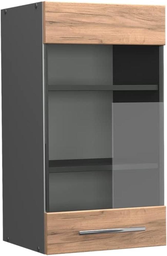 Vicco Küchenschrank Küchenmöbel Küchenzeile Fame-Line modern Küche Einbauküche Blende Unterschrank Hochschrank Hängeschrank (Anthrazit-Goldkraft, Hängeglasschrank 40 cm) Bild 1