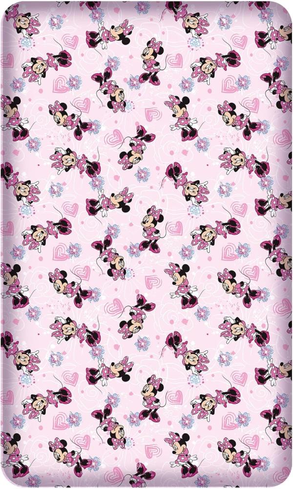 BERONAGE Spannbettlaken Minnie Mouse Spannbettlaken Flower Pink Rosa 90/100x190/200 cm, 100% Baumwolle, Gummizug: ja, (1 Stück), Disney Bild 1