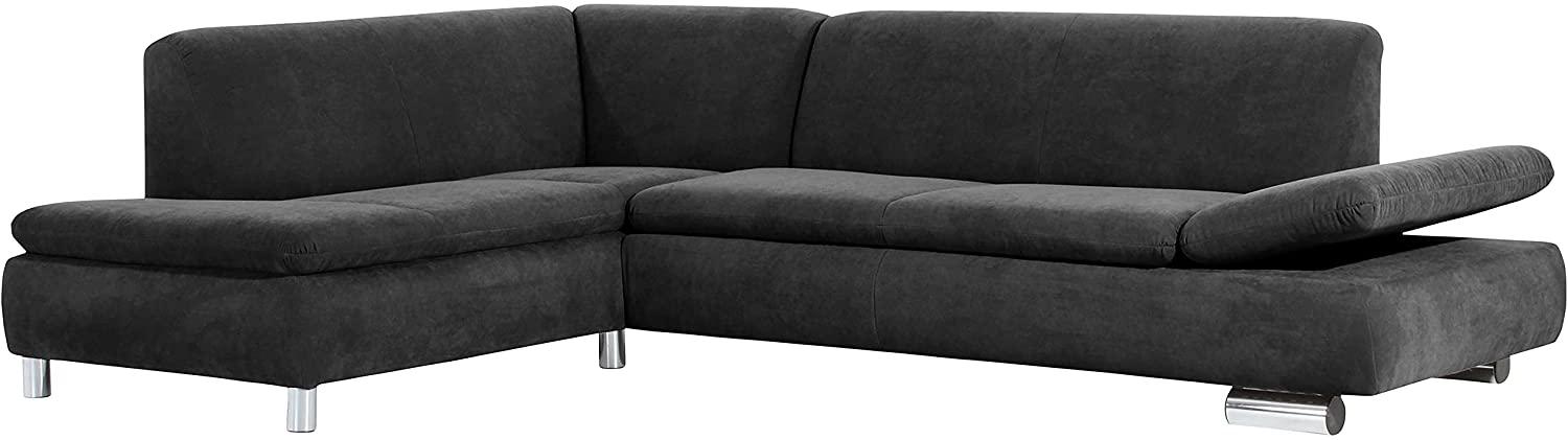 Terrence Ecksofa Veloursstoff Anthrazit Metallfüße verchromt Bild 1