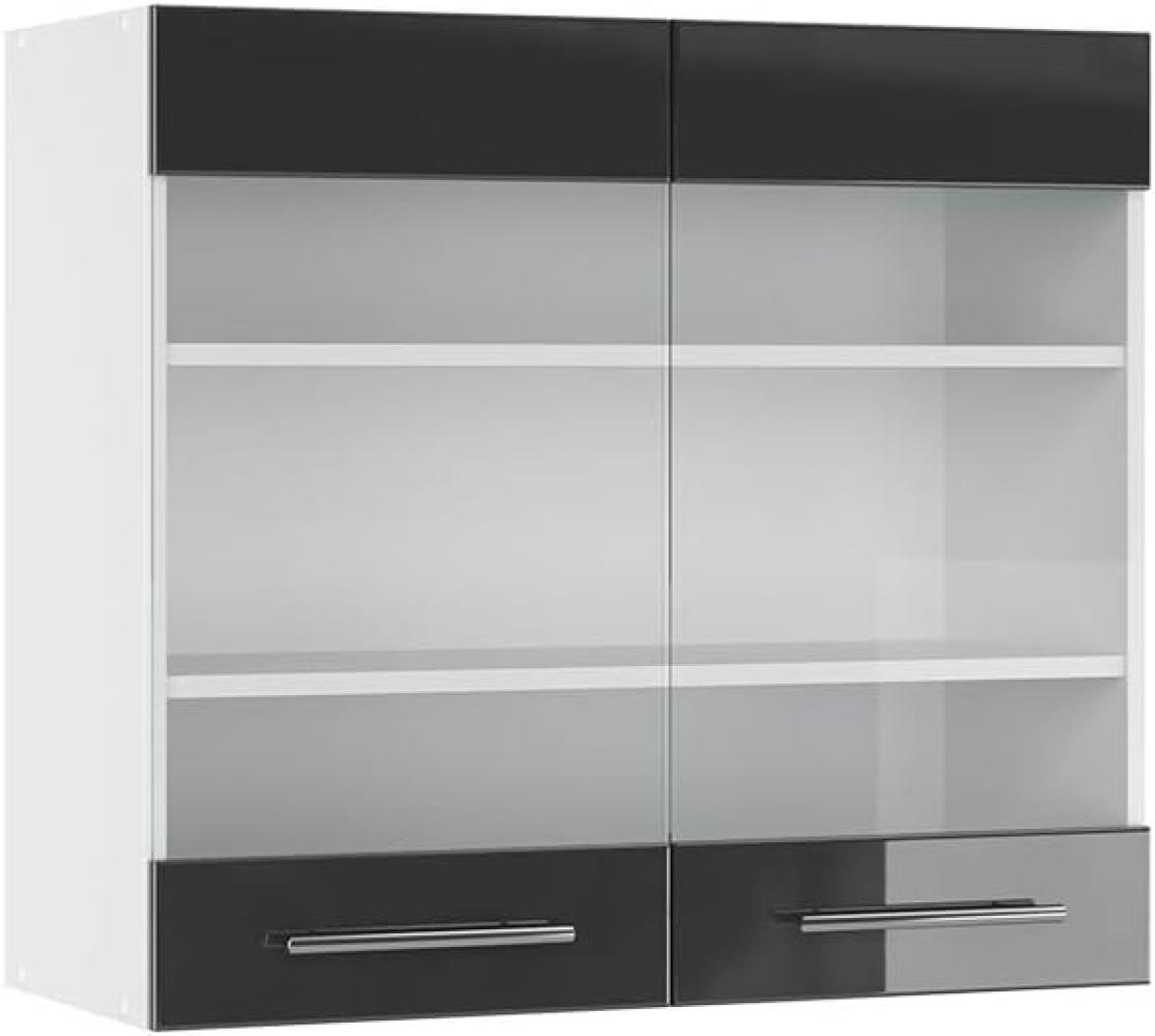 Vicco Küchenschrank Hängeschrank Unterschrank Küchenzeile Hochglanz Fame-Line (Anthrazit Hochglanz, Hängeglasschrank 80 cm) Bild 1