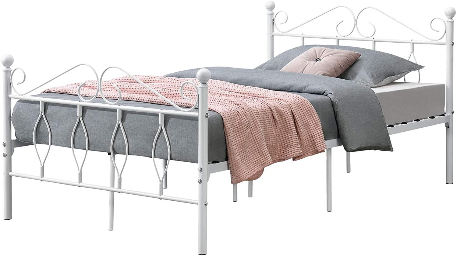 Metallbett Abolda 120x200 cm Doppelbett bis 300kg Weiß en. casa Bild 1