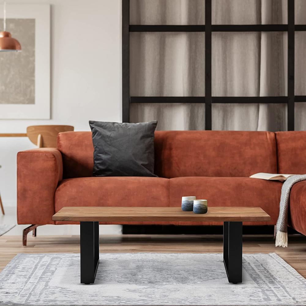 WOMO-DESIGN Baumkantentisch mit schwarzen Metallbeinen, Massivholz Akazie natur, 40 x 120 x 60 cm Bild 1