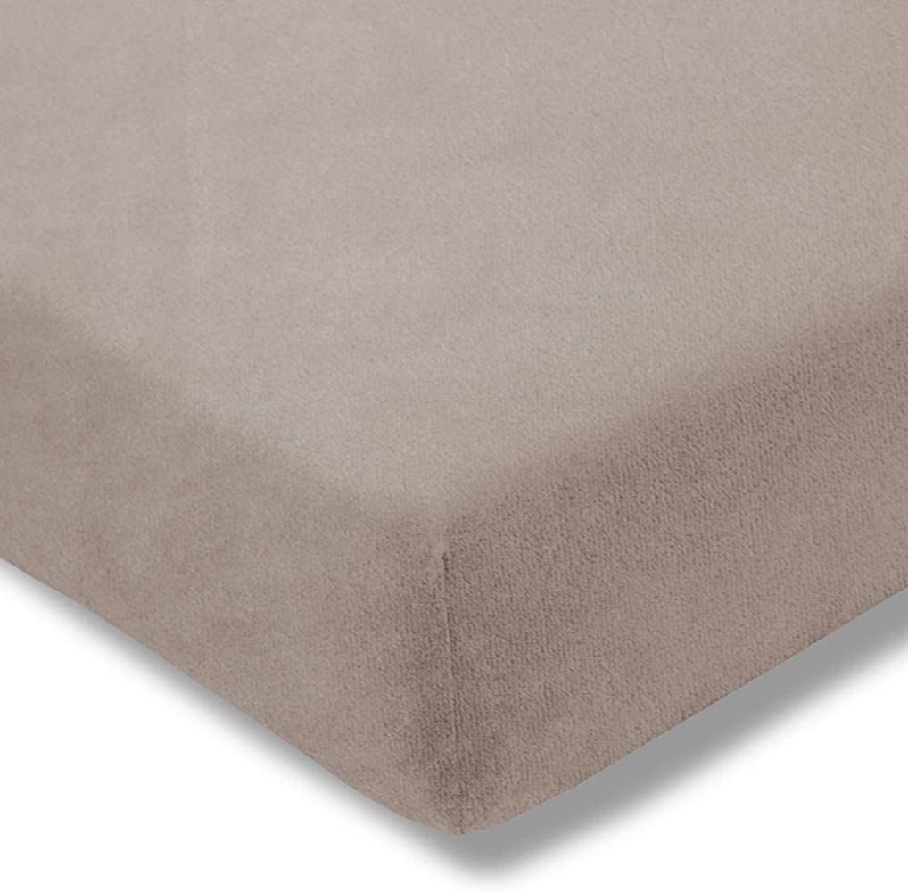 Estella Samt Velours Spannbetttuch 180x200 - 200x200 cm kiesel (800) Bild 1