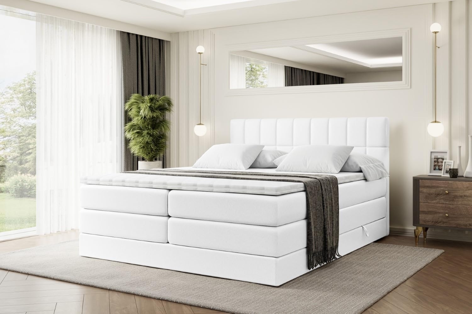 ALTDECOR Boxspringbett MIAMI KING (Multipocket-Matratze H4 und H3 Matratze Bonellfederung Topper Kopfteil) Bild 1