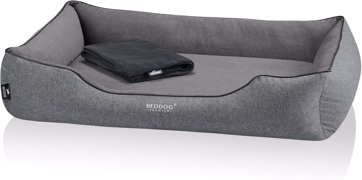 BedDog PREMIUM Orthopädisches Hundebett CLARA, Memory Foam, mit abnehmbaren Bezug ROCK (grau), (XXL) ca. 110 x 75 x 25 cm Bild 1