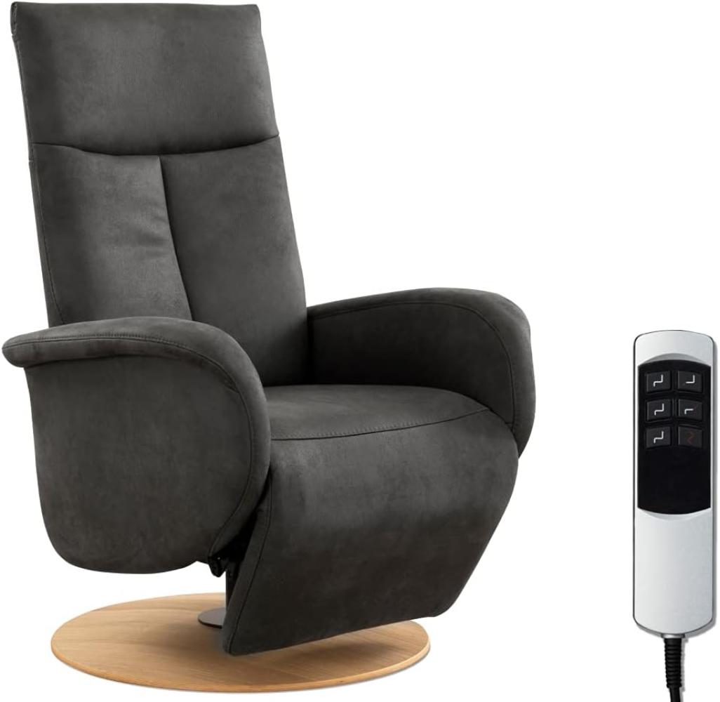 CAVADORE TV-Sessel Juba / Fernsehsessel mit elektrisch verstellbarer Relaxfunktion / 2 E-Motoren / 75 x 112 x 82 / Lederoptik, Grau Bild 1