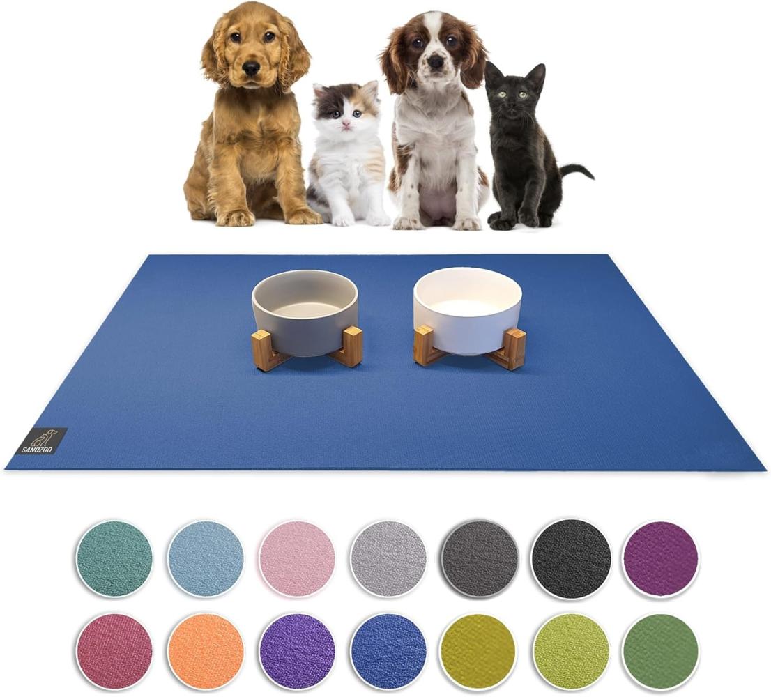 SanoZoo® Napfunterlage - Öko-TEX - Made in Germany - rutschfeste Futtermatte für Hunde & Katzen 80x80cm Blau, wasserfest Bild 1