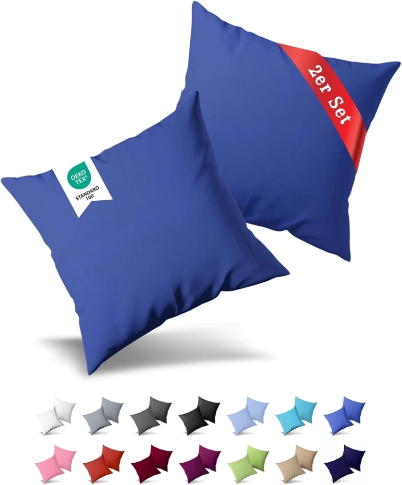 Buymax Kissenbezüge Kissenbezug 100% Baumwolle Premium Jersey, (2 Stück), Kissenhüllen, Reißverschluss, atmungsaktiv, unifarben, einfarbig Bild 1
