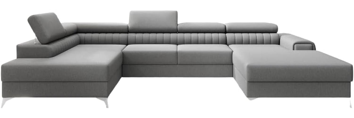 Designer Sofa Collina mit Schlaf- und Klappfunktion Stoff Grau Links Bild 1