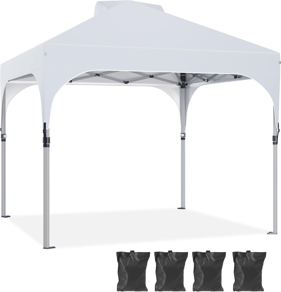 YITAHOME 3X3Meter Wasserdichter Pavillon Faltpavillon mit Seitenteilen, Faltbarer Pop up Pavillon Höhenverstellbar Gartenpavillon Anti-UV für Partys, Camping, Märkte und Festival, Weiß Bild 1