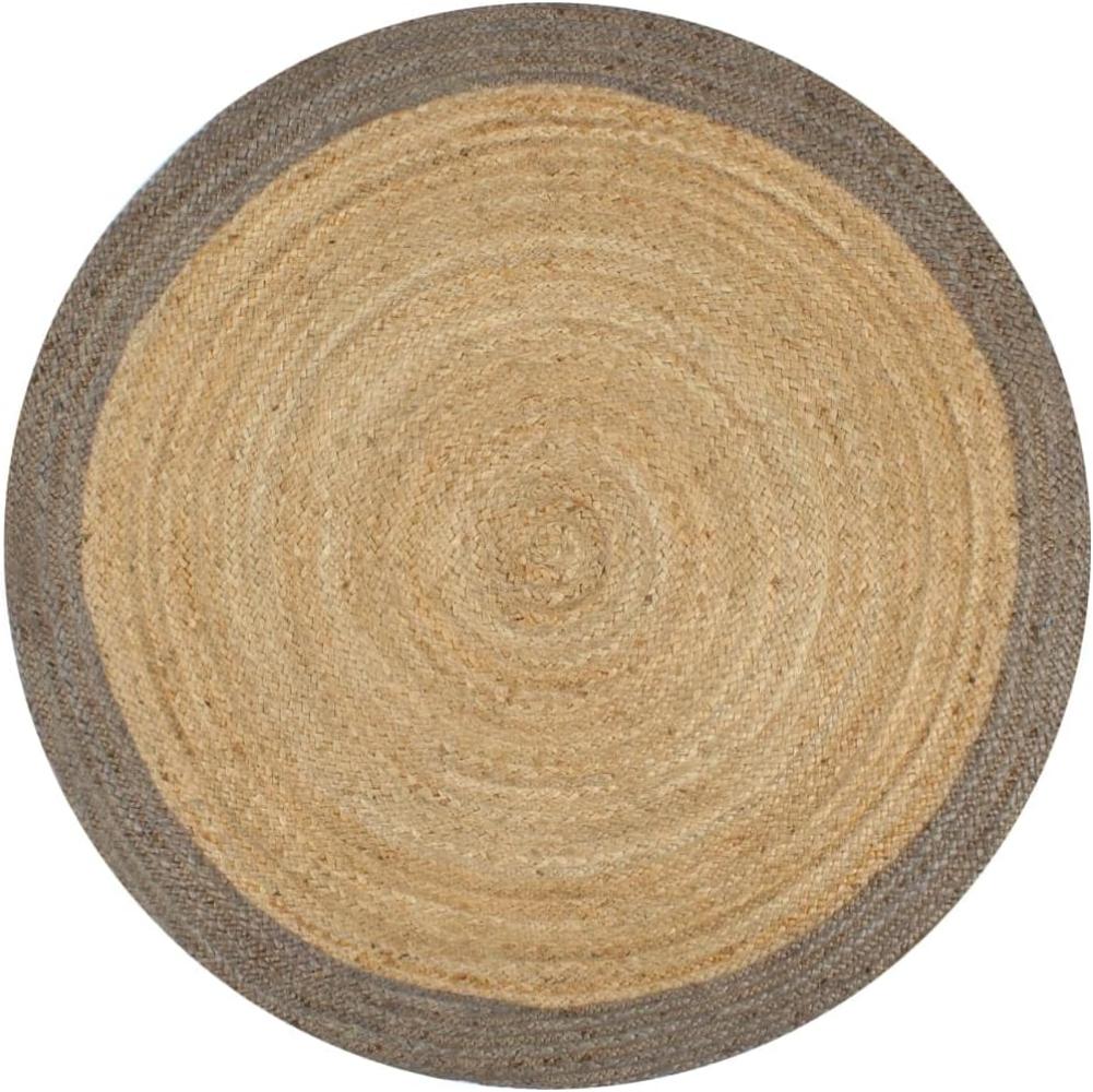 vidaXL Teppich Handgefertigt Jute mit Grauem Rand 90 cm Bild 1