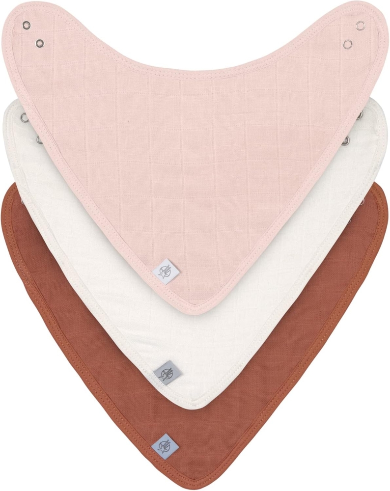 LÄSSIG Unisex Baby Halstuch (3 St.) Mull/Muslin Bandana powder pink/milky/rust Bild 1