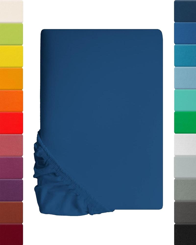 Kinder Jersey Spannbettlaken, Spannbetttuch, Lavea Serie Maya, 60x130cm | 70x140cm, Royalblau, 100% Baumwolle, hochwertige Verarbeitung, mit Gummizug Bild 1