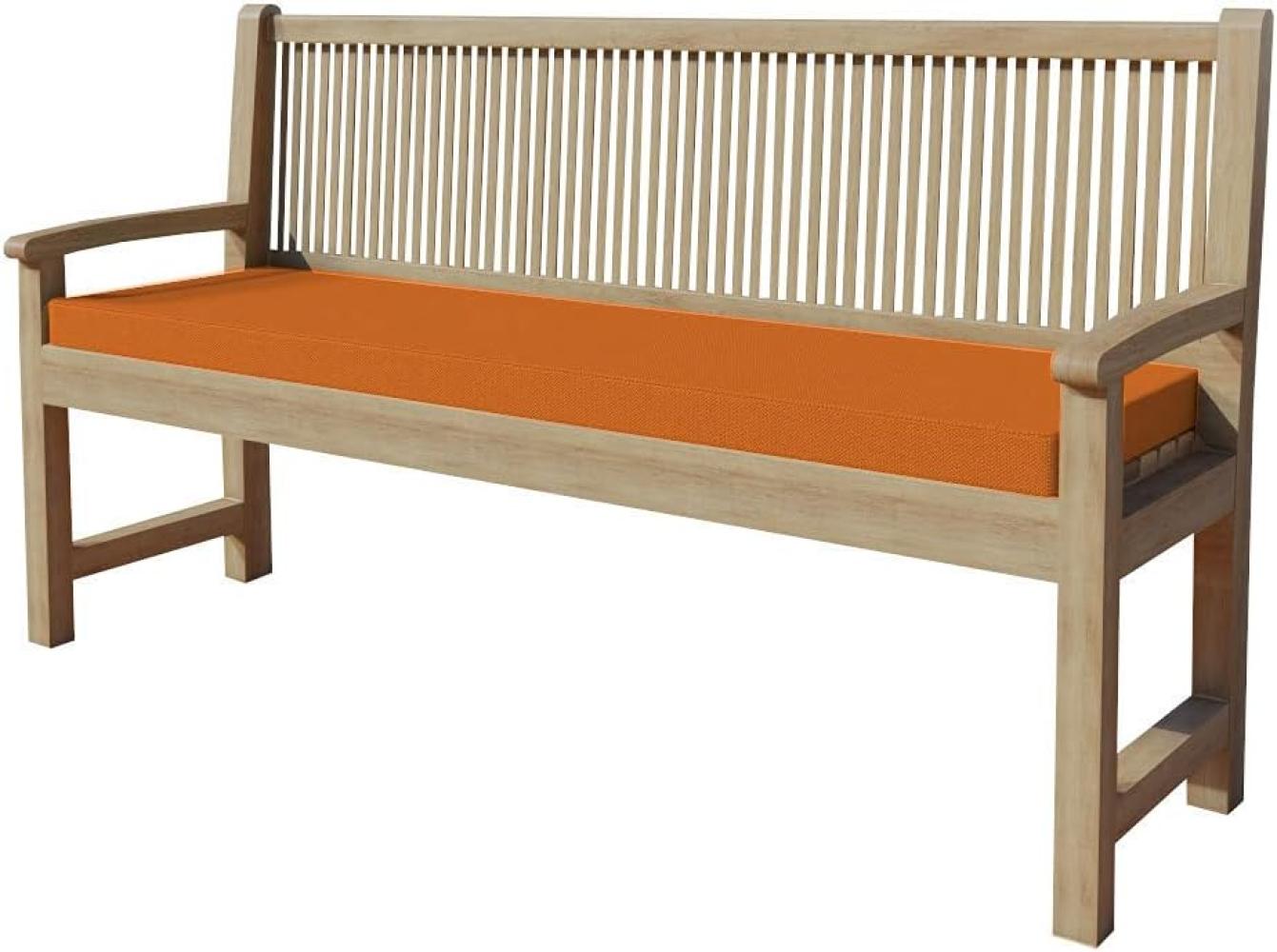 chilly pilley Bankkissen Bankauflage Polsterauflage Reißverschluss mit Schlaufen Kissen für Gartenbank Gartenbankauflage für Gartenmöbel Sitzkissen & Rückenkissen Outdoor (120 x 40 x 5 cm, Orange) Bild 1