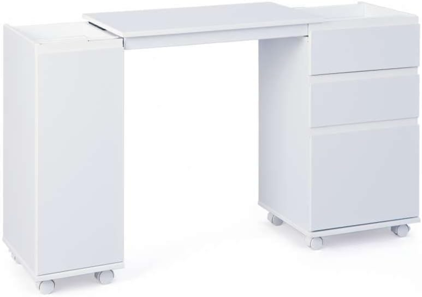 Inter Link Laptoptisch Nähmaschinentisch Computertisch Büromöbel Arbeitstisch Basteltisch Hobbytisch MDF Weiss BxHxT: 66-121 x 72 x 36. 5 cm Bild 1