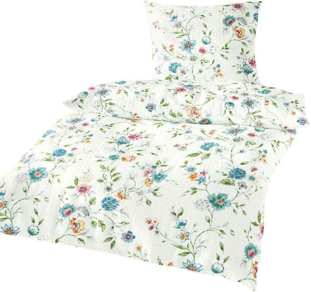 Traumschlaf Seersucker Bettwäsche Blumengirlande|240x220 cm + 2x 80x80 cmTraumschlaf Seersucker Bettwäsche Blumengirlande Bild 1