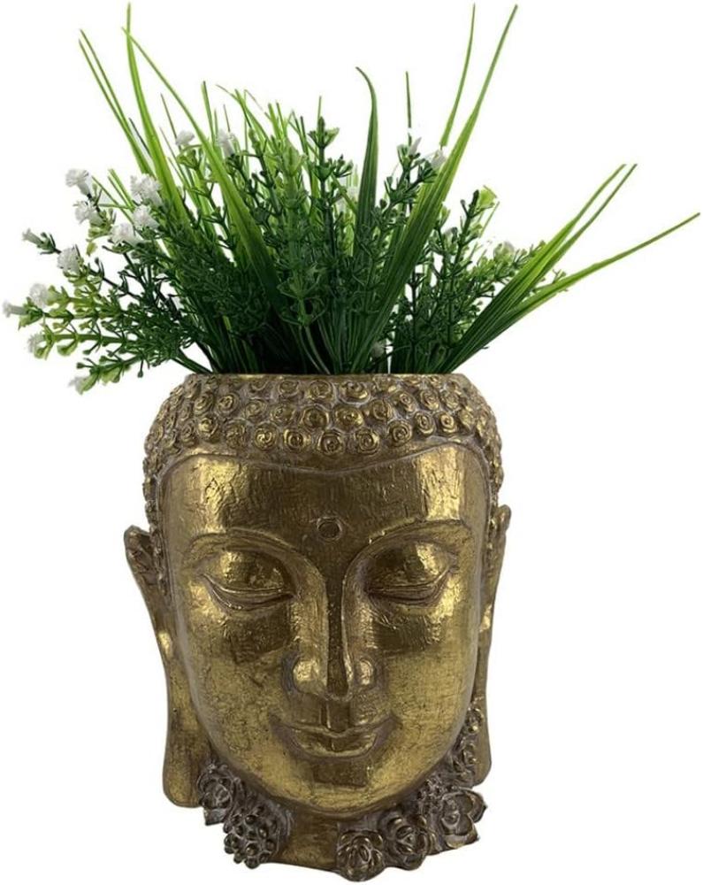 Blumentopf DKD Home Decor Golden Buddha Harz 19,5 x 20,8 x 23,5 cm 2 Stück Bild 1