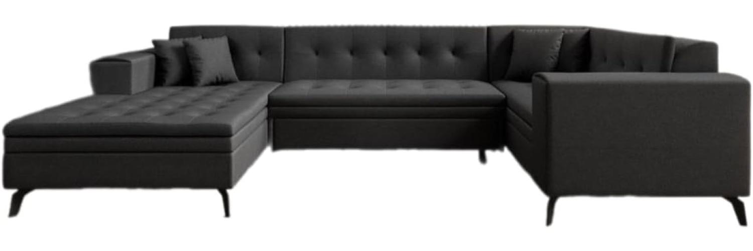 Designer Sofa Neola mit Schlaffunktion Stoff Schwarz Links Bild 1