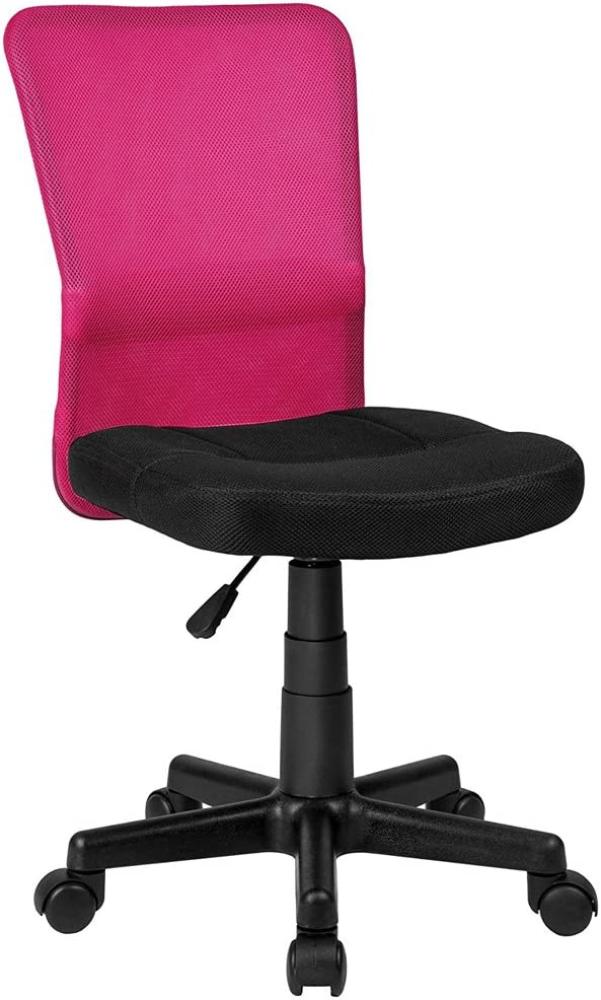 BAKAJI Bürostuhl, drehbar, aus Netzstoff, höhenverstellbar mit Rädern (Schwarz Fuchsia) Bild 1