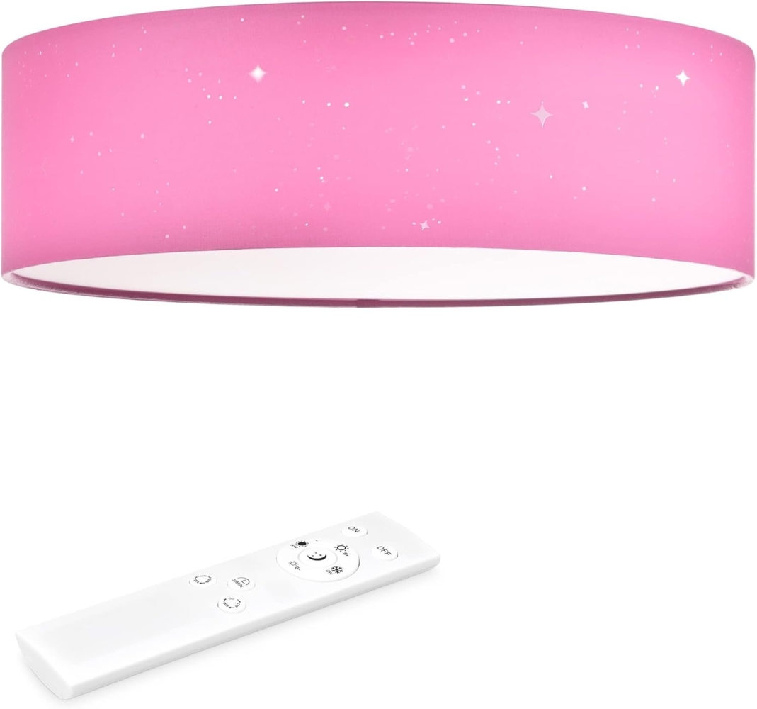 Navaris Deckenleuchten LED Deckenlampe rund mit Sterneneffekt, dimmbar, Rosa Bild 1