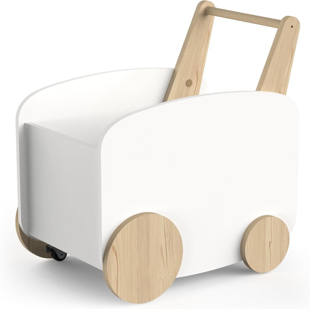 habeig Spielzeugtruhe Spielzeugbox Spielwagen Spielauto MDF Holz 55 x 53 x 35 cm 7kg, inklusive 4 Rädern zum Bewegen der Spielzeugtruhe Bild 1