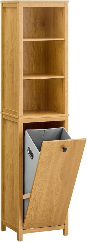 SoBuy Hochschrank BZR95 Badezimmerschrank mit Wäschesack Wäscheschrank Badezimmermöbel Bild 1