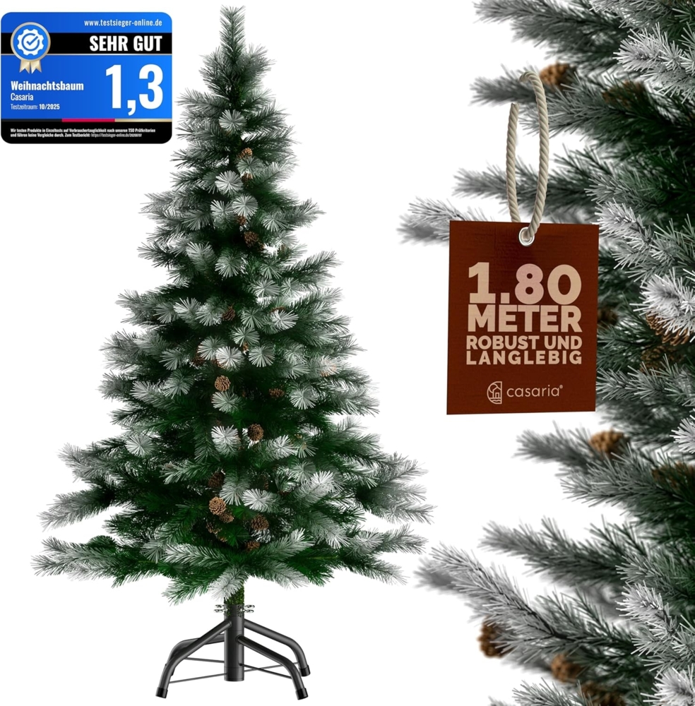 Casaria Künstlicher Weihnachtsbaum, 180cm dichte Spitzen Tannenbaum Tannenzapfen Schnellaufbau flammfest Bild 1