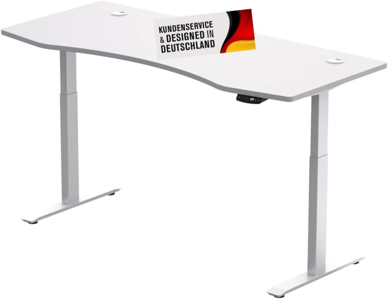 Schreibtisch Höhenverstellbar Elektrisch Mit Memory Funktion Ergonomischer Stehtisch Mit Teleskop Tischgestell 180 x 80 cm Oder 150 x 78 cm (Weiß-Weiß, 180 x 80 cm) Bild 1