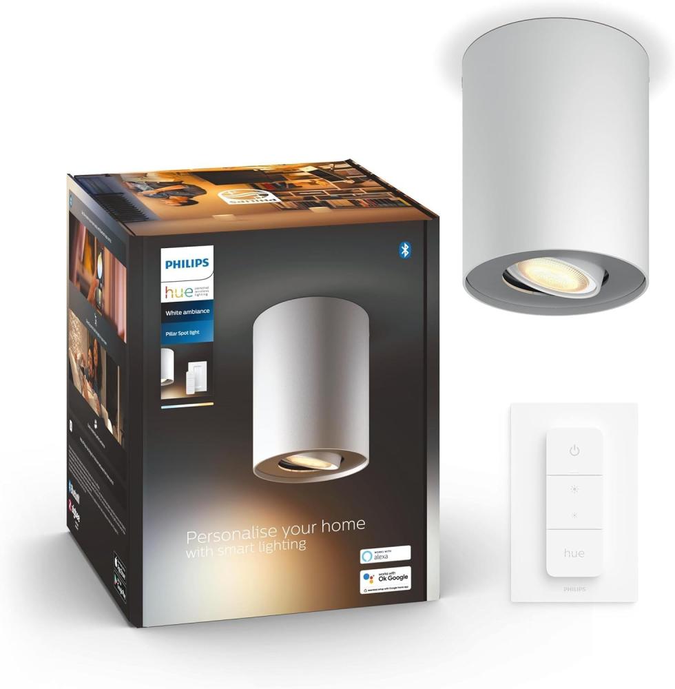 Philips Hue White Ambiance Pillar BT Spot mit Dimmschalter weiß Bild 1