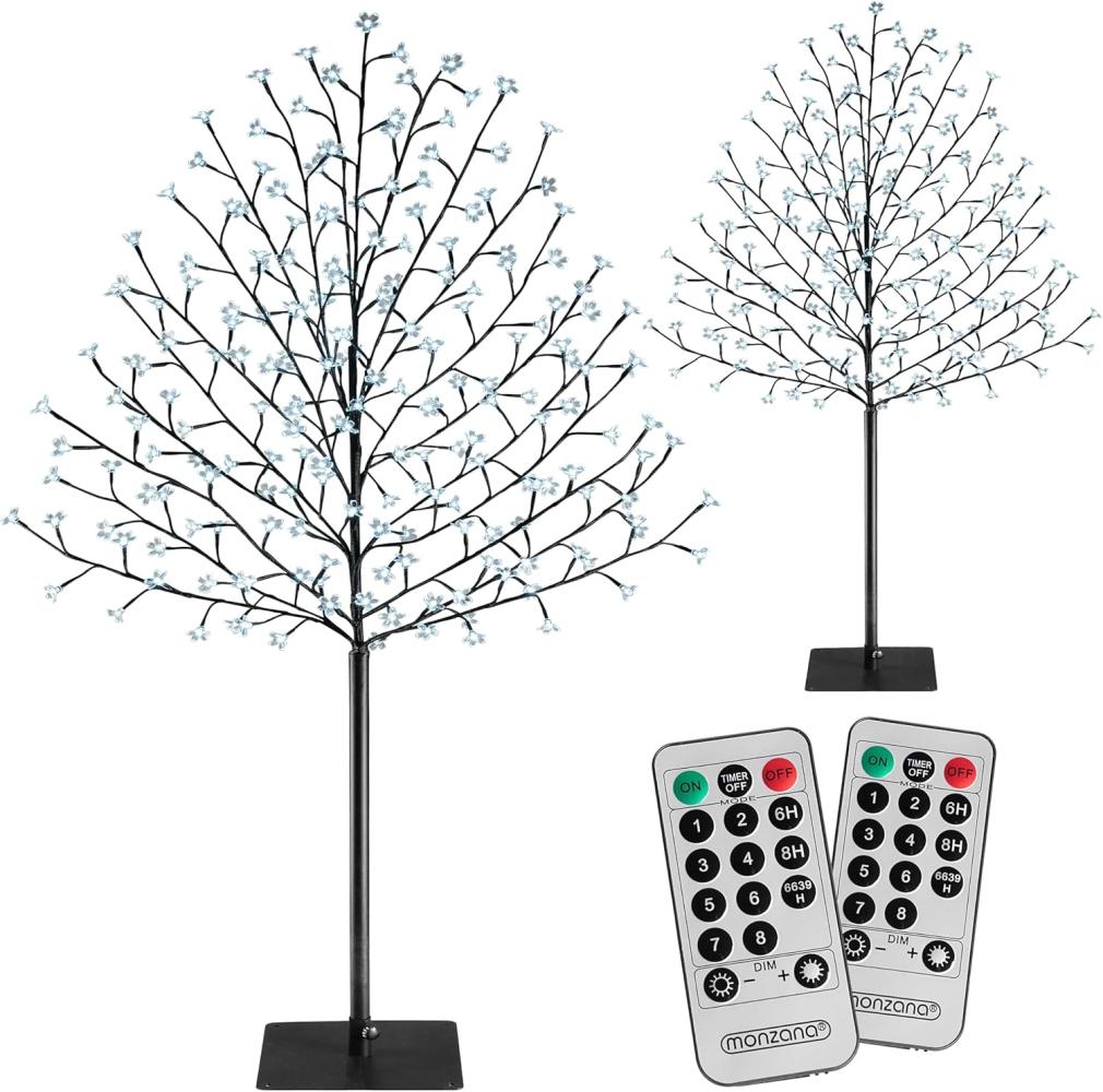 Monzana® Kirschblütenbaum 2er Set 180 cm 200 LED Kaltweiß Außen Innen Künstlich Groß Deko Weihnachten Weihnachtsdeko Kirschbaum Leuchtbaum Lichterbaum Bild 1