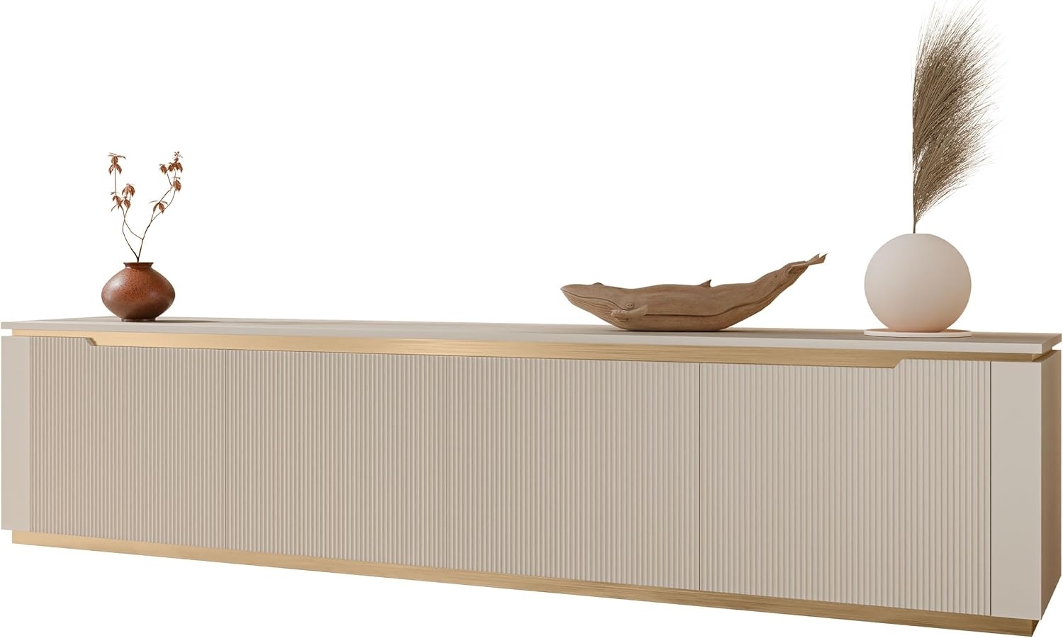 TV-Lowboard Hilafin 4K (Farbe: Sandbeige / Sandbeige + Gold) Bild 1