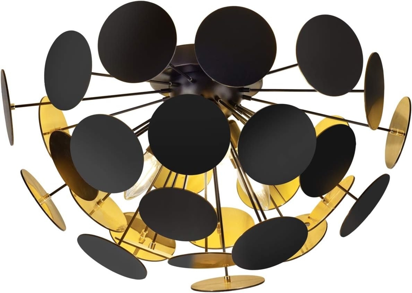 Trio Leuchten Deckenleuchte Discalgo 609900332, Metall Schwarz matt, Kunststoff-Scheiben schwarz/goldfarib, exkl. 3x E14, 54 Bild 1